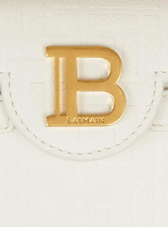 BBuzz 19 Monogram Grained Leather Bag Beige Women Balmain Handbags