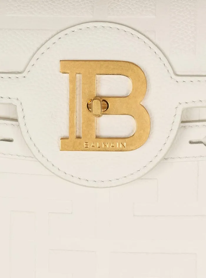 BBuzz 23 Monogram Grained Leather Bag Beige Women Balmain Handbags