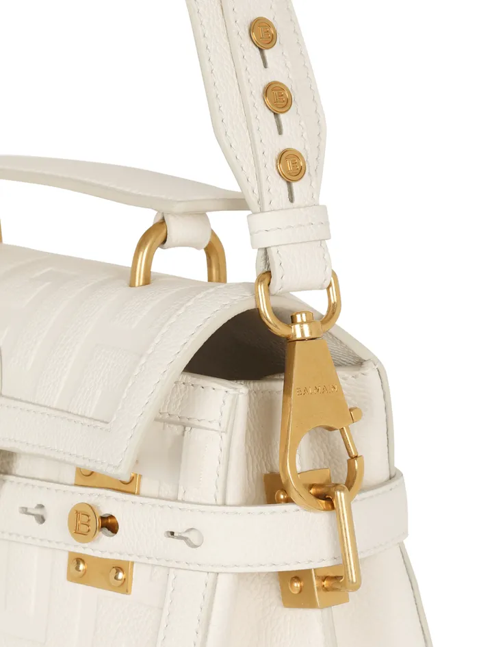 BBuzz 23 Monogram Grained Leather Bag Beige Women Balmain Handbags