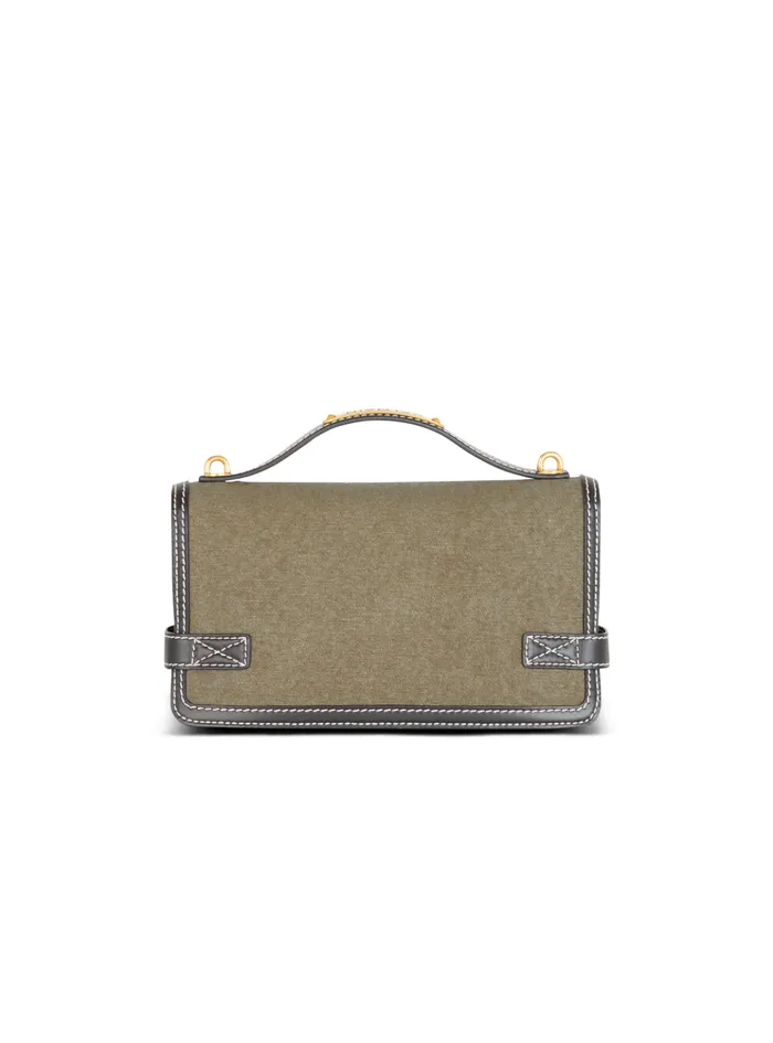 BBuzz Shoulder 24 Leather And Canvas Bag Khaki Women Balmain Handbags