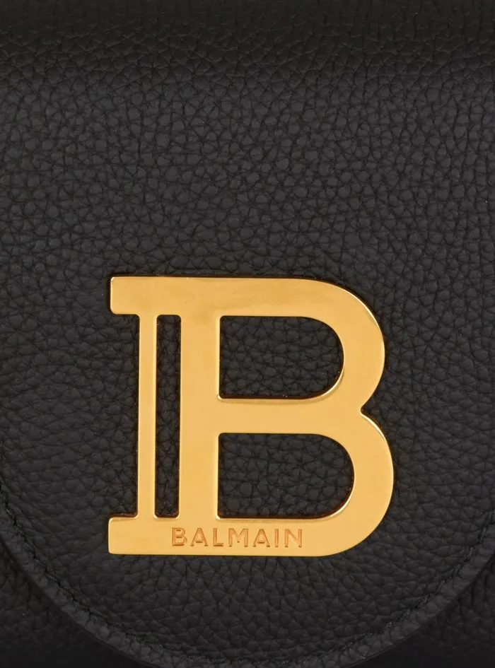 BBuzz Wallet On Chain In Grained Leather Black Women Balmain Small Leather Goods