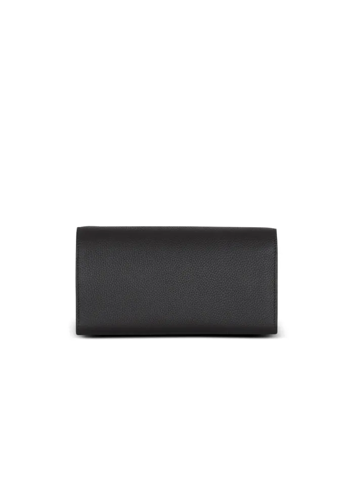 BBuzz Wallet On Chain In Grained Leather Black Women Balmain Small Leather Goods