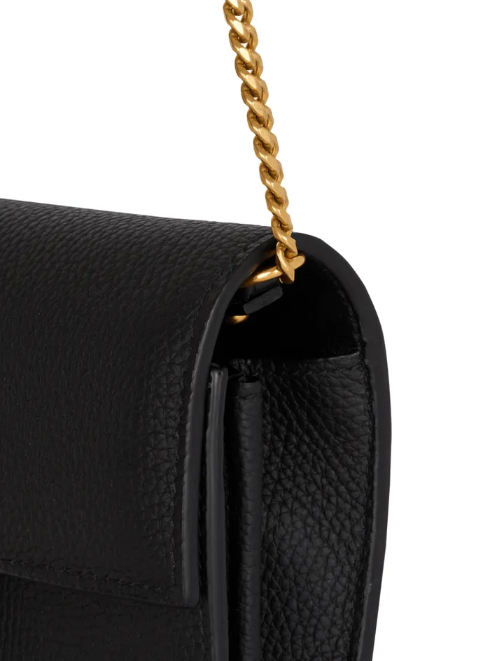 BBuzz Wallet On Chain In Grained Leather Black Women Balmain Small Leather Goods
