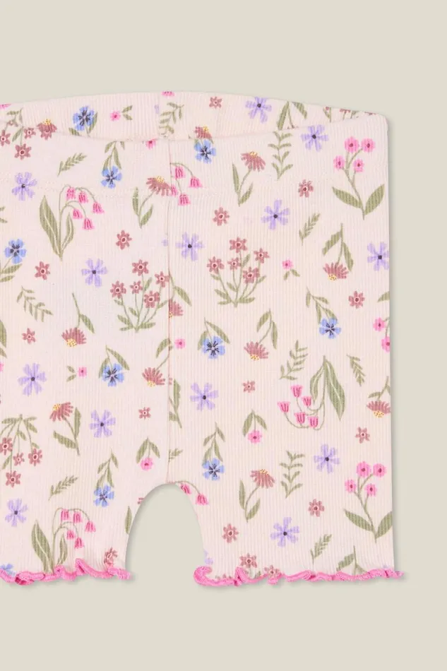 Baby Bottoms Cotton On Rain Rib Bike Shorties Crystal Pinknina Floral