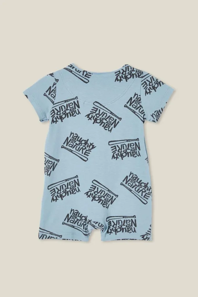 Baby Rompers and All In Ones Cotton On The Billie Short Sleeve Zip Romper License Lcn Nbn Dusty Bluenaughty By Nature