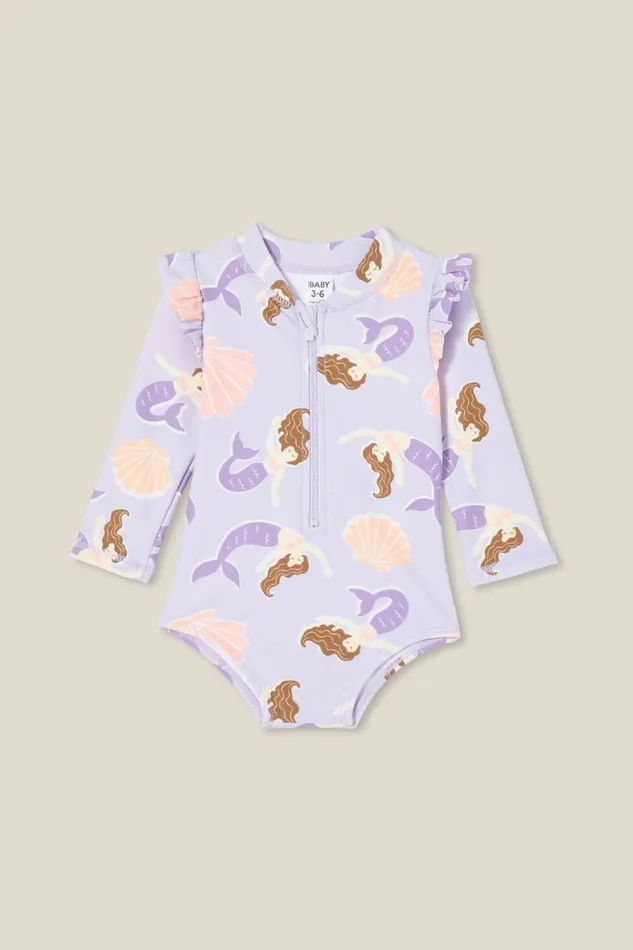 Baby Swimwear Cotton On Nicky Long Sleeve Ruffle Swimsuit Vintage Lilacmermaids