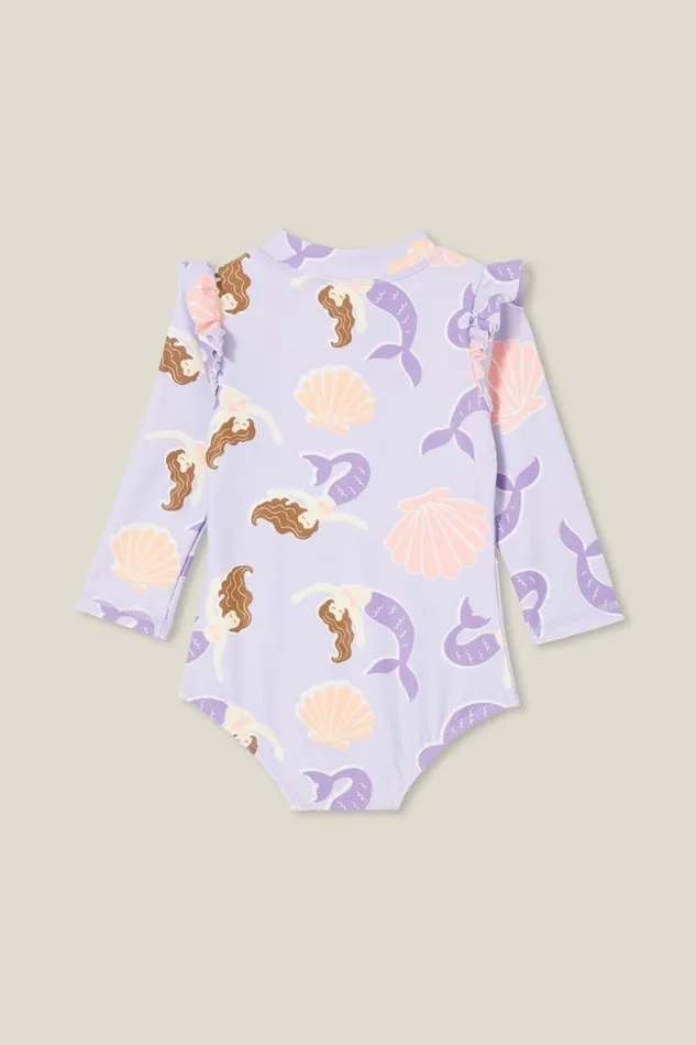 Baby Swimwear Cotton On Nicky Long Sleeve Ruffle Swimsuit Vintage Lilacmermaids