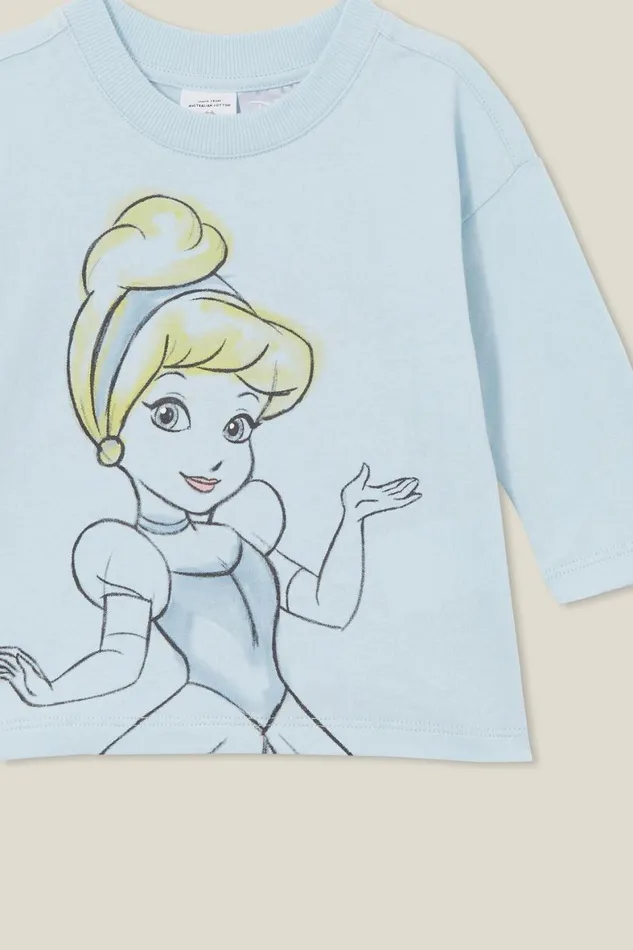 Baby Tops Jackets and Sweaters Cotton On Andie Drop Shoulder Long Sleeve Tee Lcn Lcn Dis Fristy Bluelittle Cinderella