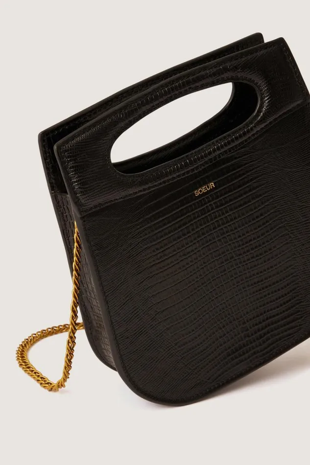Bags Women Soeur CHERIMINI BAG Black Lizard
