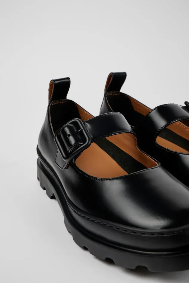 Ballerinas Women Camper Brutus Black Leather Mary Jane Flats