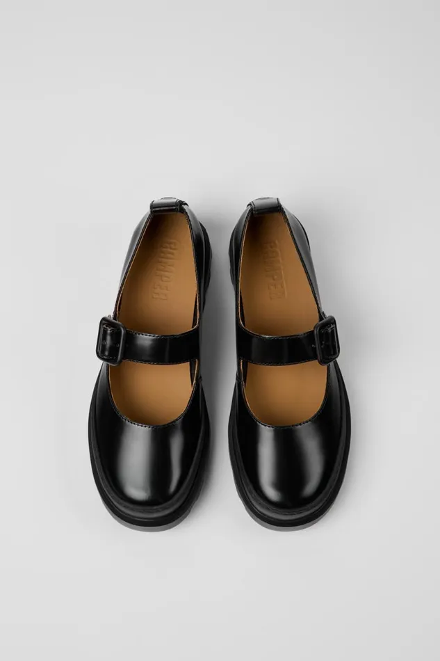 Ballerinas Women Camper Brutus Black Leather Mary Jane Flats