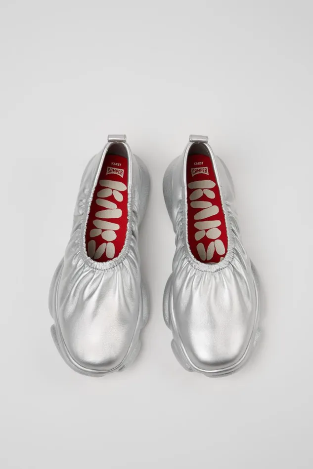 Ballerinas Women Camper Karst Silver Leather Shoes Ballerinas Women Camper Karst Silver Leather Shoes