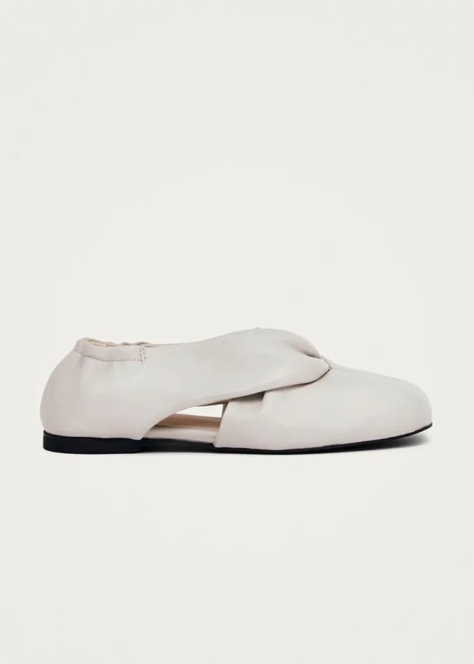 Ballet Flats Women ALOHAS Alaula Light Grey Leather Ballet Flats