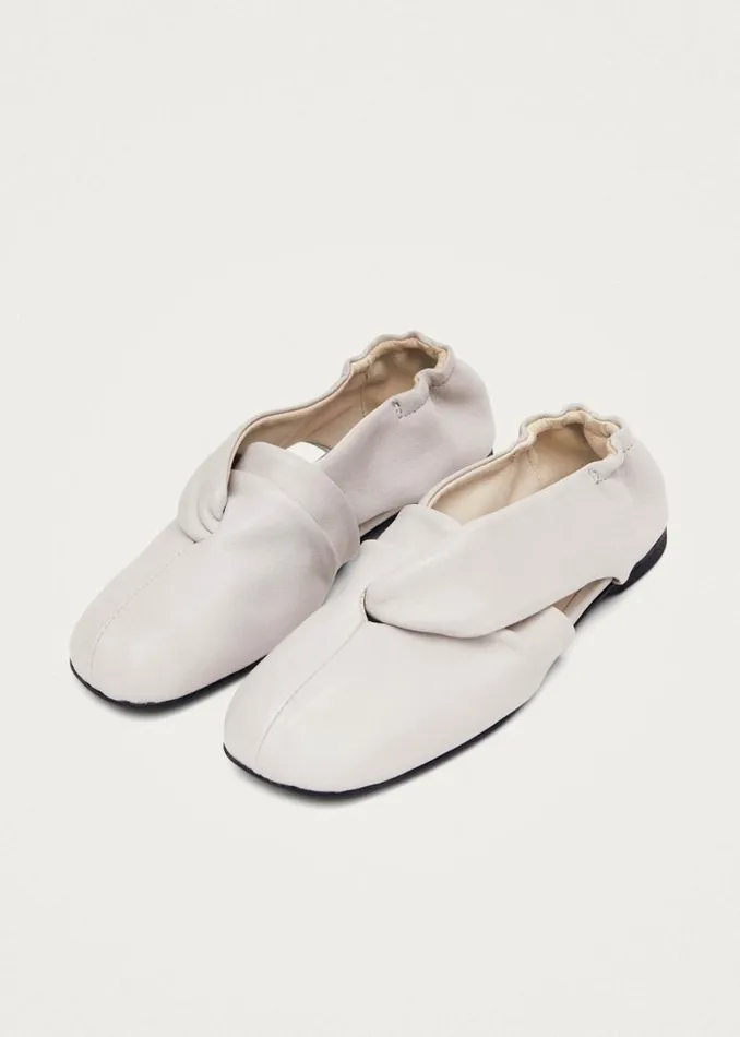 Ballet Flats Women ALOHAS Alaula Light Grey Leather Ballet Flats