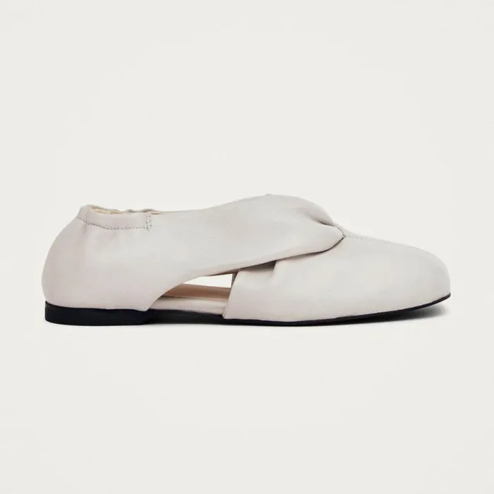Ballet Flats Women ALOHAS Alaula Light Grey Leather Ballet Flats