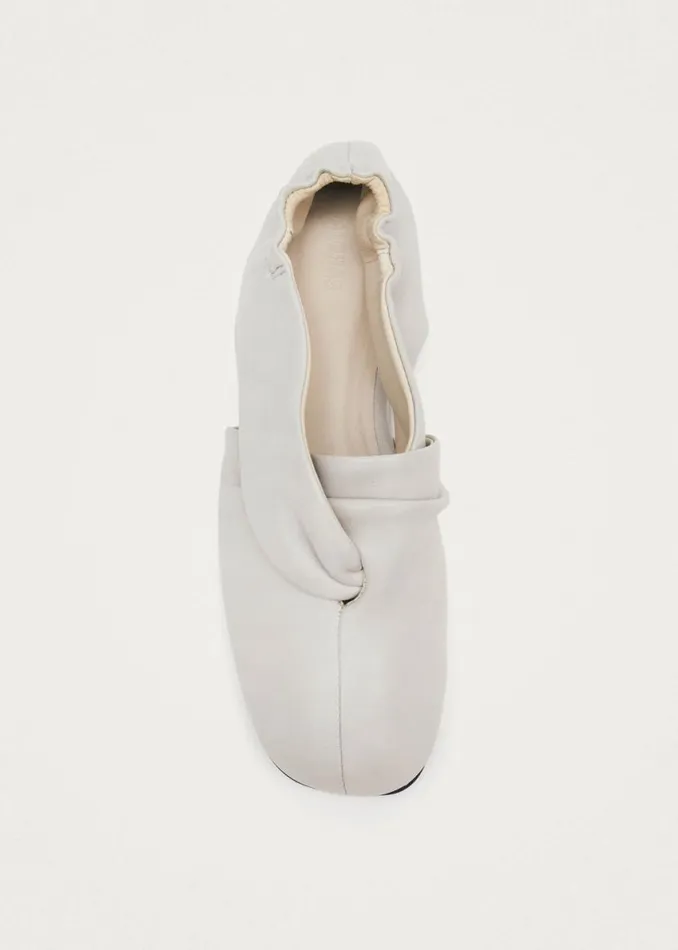 Ballet Flats Women ALOHAS Alaula Light Grey Leather Ballet Flats