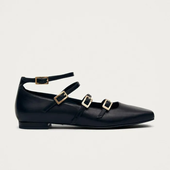Ballet Flats Women ALOHAS Luke Black Leather Ballet Flats