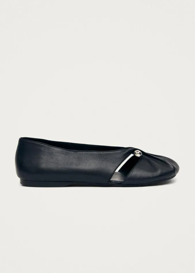 Ballet Flats Women ALOHAS Ravena Black Leather Ballet Flats