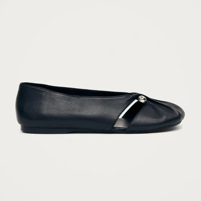 Ballet Flats Women ALOHAS Ravena Black Leather Ballet Flats