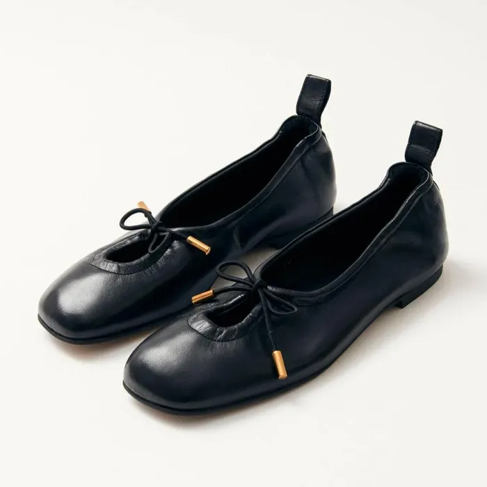 Ballet Flats Women ALOHAS Rosalind Black Leather Ballet Flats