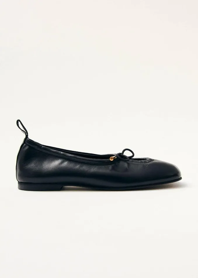 Ballet Flats Women ALOHAS Rosalind Black Leather Ballet Flats
