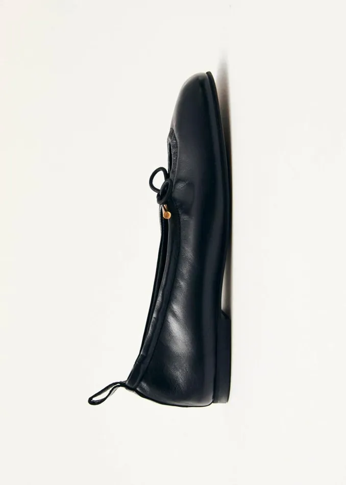 Ballet Flats Women ALOHAS Rosalind Black Leather Ballet Flats