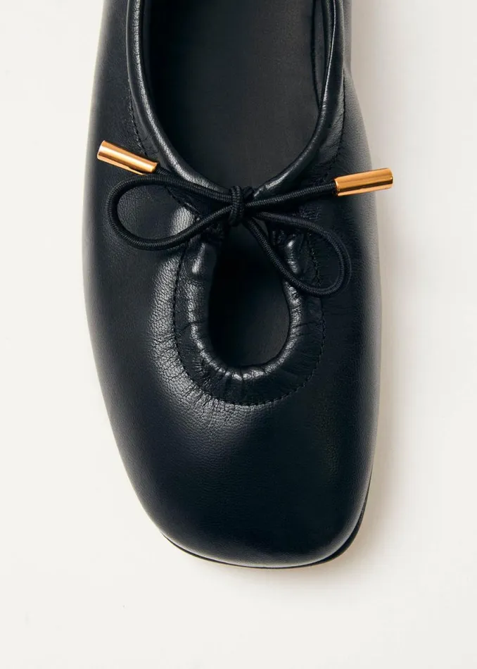 Ballet Flats Women ALOHAS Rosalind Black Leather Ballet Flats