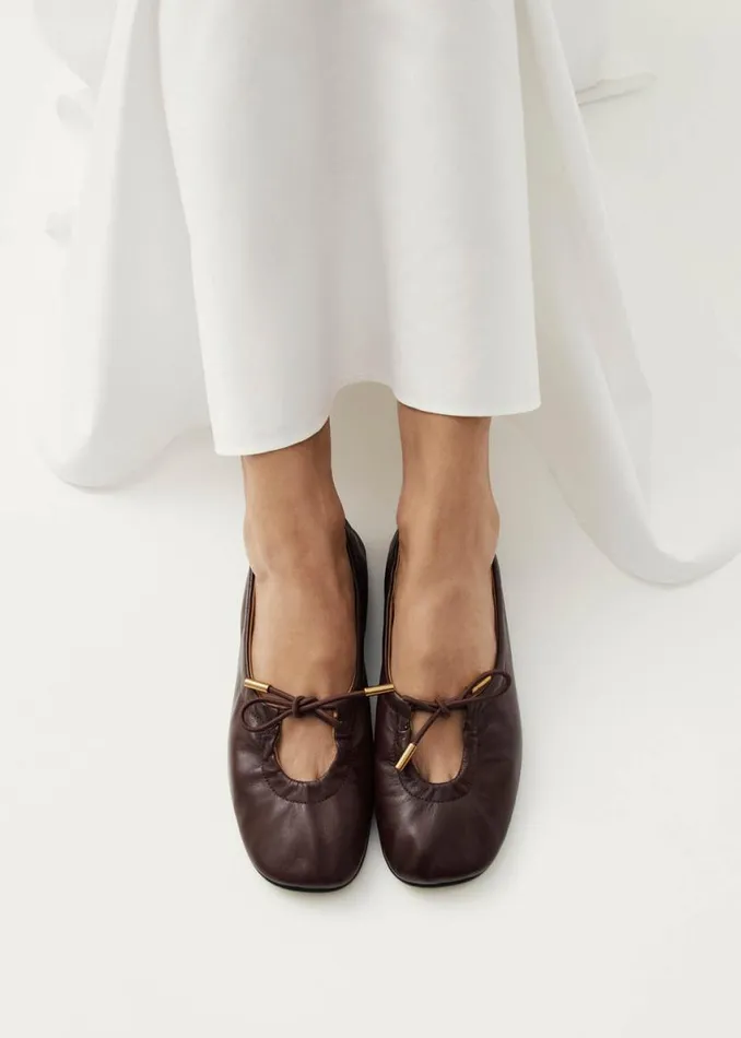 Ballet Flats Women ALOHAS Rosalind Brown Leather Ballet Flats