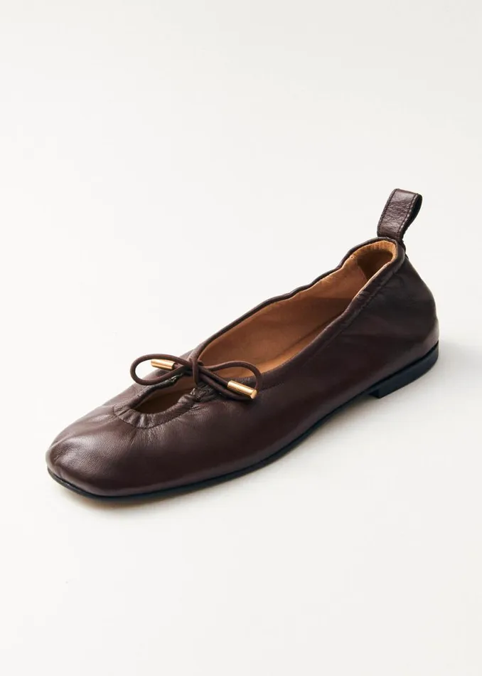 Ballet Flats Women ALOHAS Rosalind Brown Leather Ballet Flats