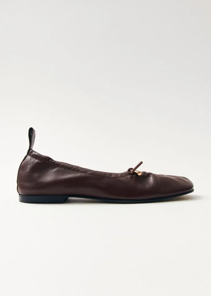 Ballet Flats Women ALOHAS Rosalind Brown Leather Ballet Flats