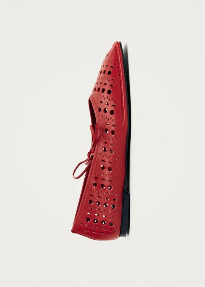 Ballet Flats Women ALOHAS Sway Slit Red Leather Ballet Flats