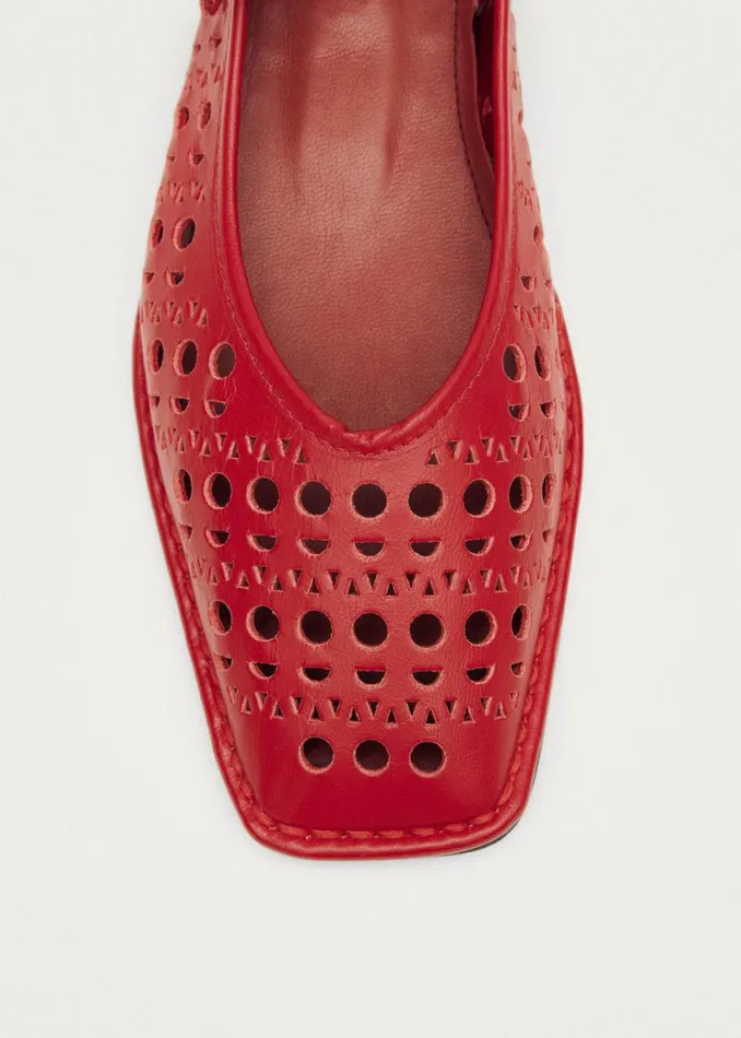 Ballet Flats Women ALOHAS Sway Slit Red Leather Ballet Flats