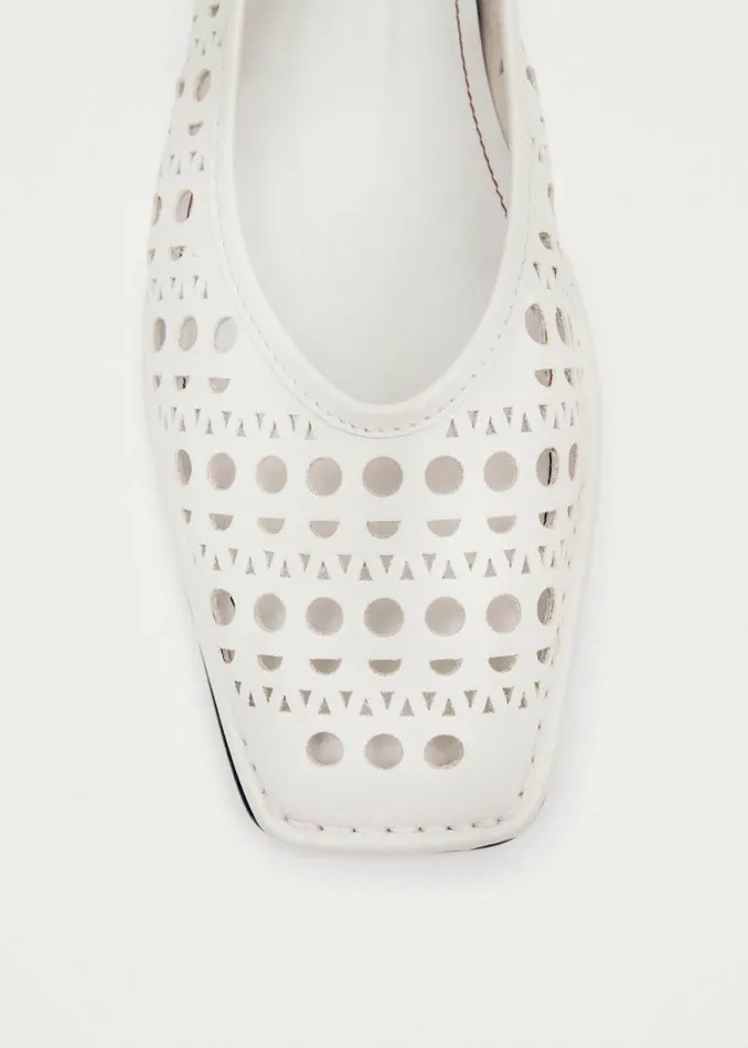 Ballet Flats Women ALOHAS Sway Slit White Leather Ballet Flats
