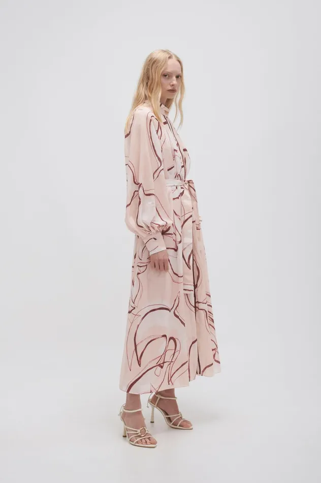Beatrice Pleated Midi Dress Whimsical Dove Women Aje Midi Dresses