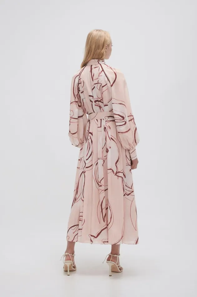 Beatrice Pleated Midi Dress Whimsical Dove Women Aje Midi Dresses