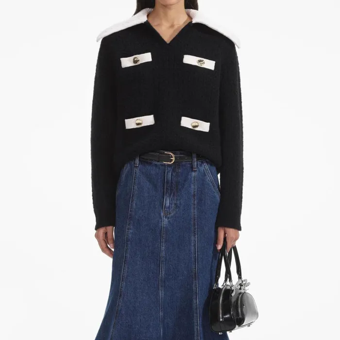 Black Cashmere Blend Oversized Jumper Women Self Portrait Tops Black Cashmere Blend Oversized Jumper Women Self Portrait Tops
