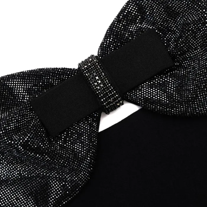 Black Crepe Bow Midi Dress Women Self Portrait Dresses Black Crepe Bow Midi Dress Women Self Portrait Dresses