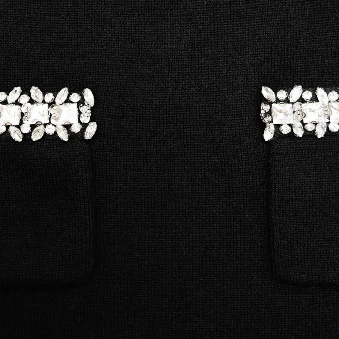 Black Knit Embellished Mini Skirt Women Self Portrait Knitwear Black Knit Embellished Mini Skirt Women Self Portrait Knitwear