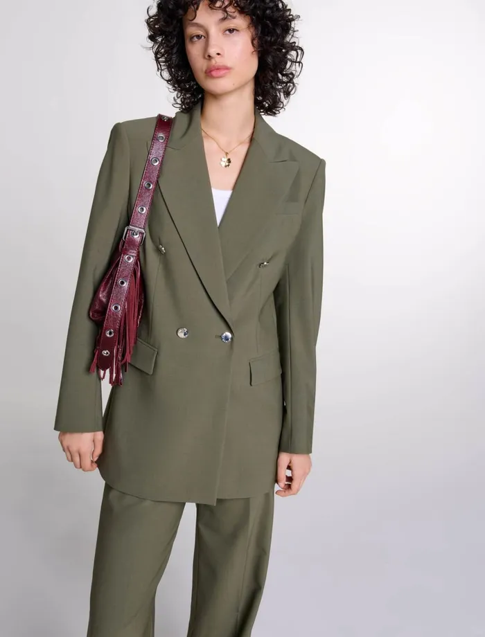 Blazers and Jackets Women Maje SlimFit Suit Jacket Khaki