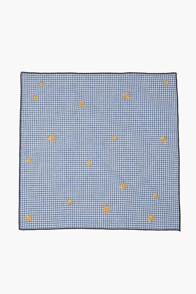 Blue Gingham Embroidered Napkin Set Women Chan Luu Home