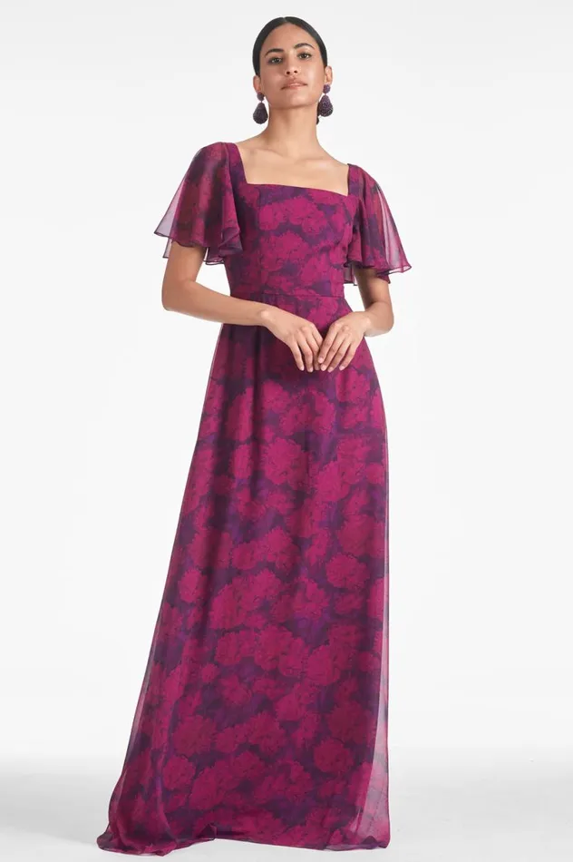 Boho Women Sachin and Babi Aurora Gown 8211 Magenta Bloom