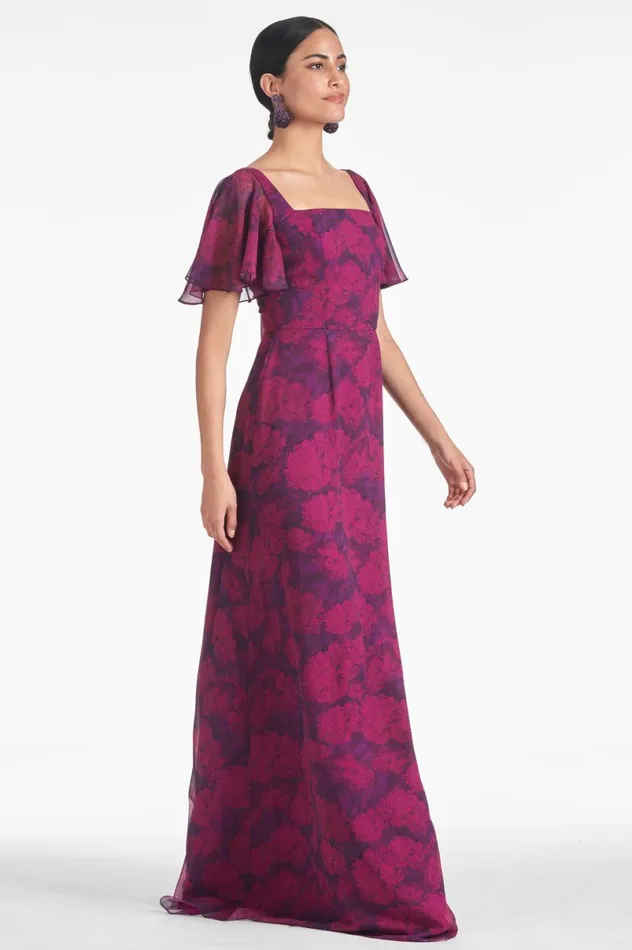 Boho Women Sachin and Babi Aurora Gown 8211 Magenta Bloom