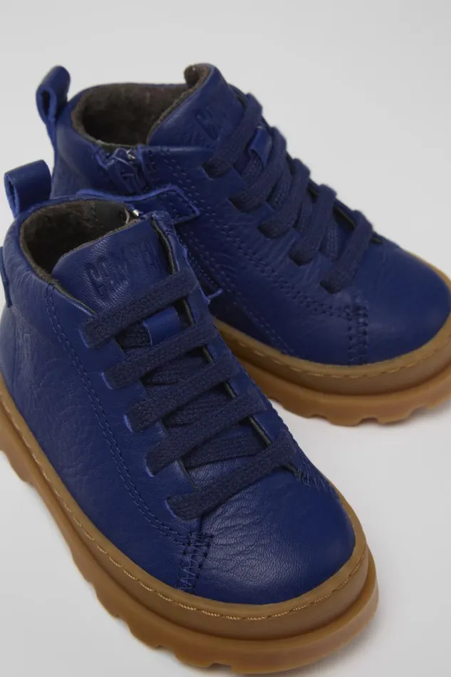 Boots Kids Camper Brutus Blue Leather Laceup Boots