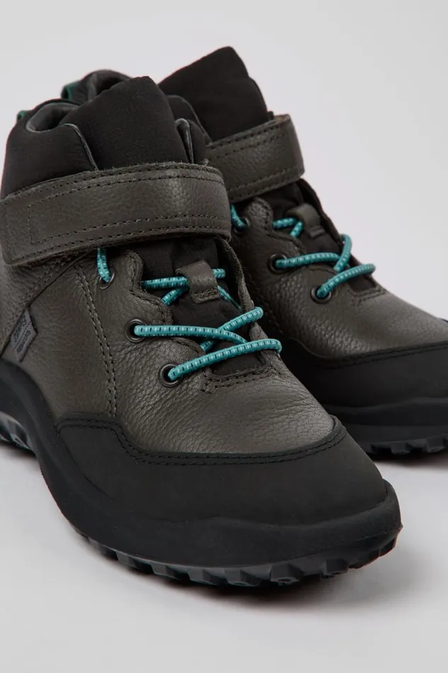 Boots Kids Camper CRCLR PrimaLoft Grey Leather And Textile Ankle Boots