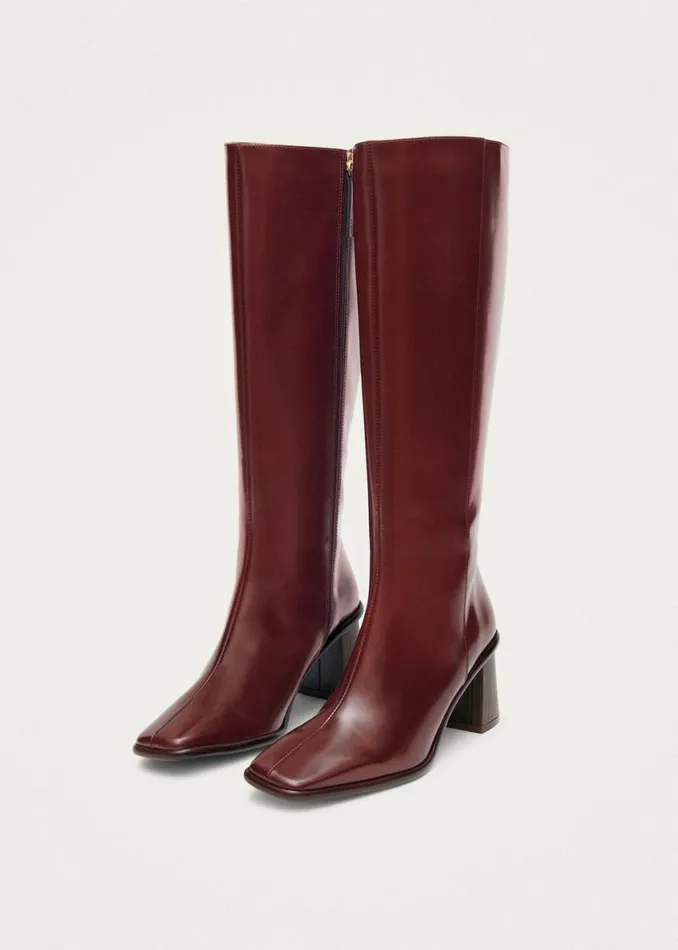 Boots Women ALOHAS East Sleek Burgundy Leather Boots