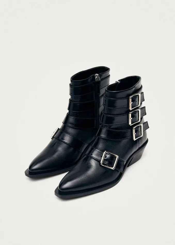 Boots Women ALOHAS Eras Black Leather Ankle Boots