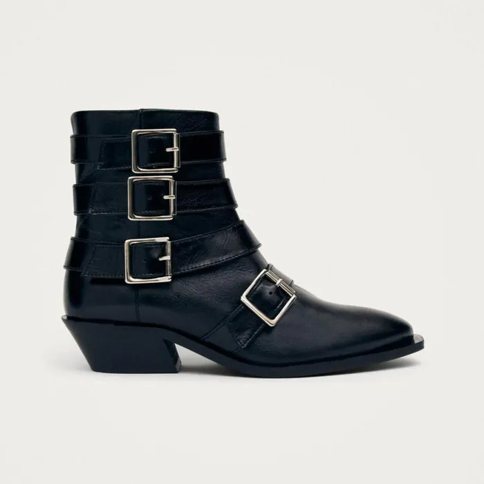 Boots Women ALOHAS Eras Black Leather Ankle Boots