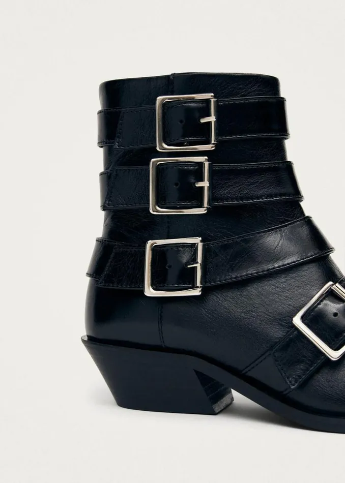 Boots Women ALOHAS Eras Black Leather Ankle Boots