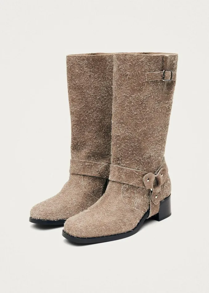 Boots Women ALOHAS Rocky Suede Fuzzy Beige