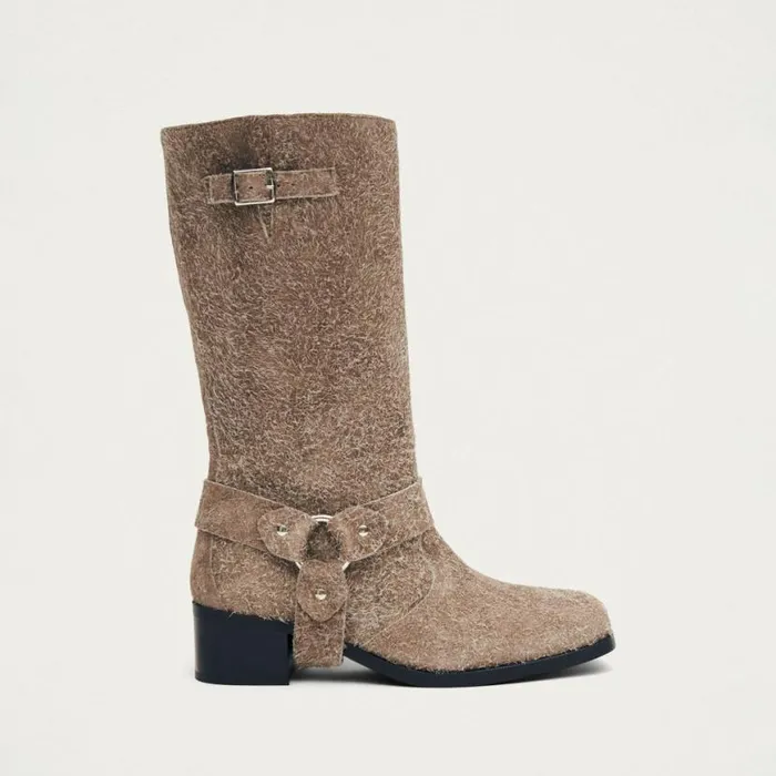Boots Women ALOHAS Rocky Suede Fuzzy Beige